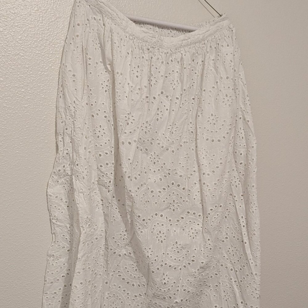 Express Eyelet Embroidered Maxi Skirt - L - White